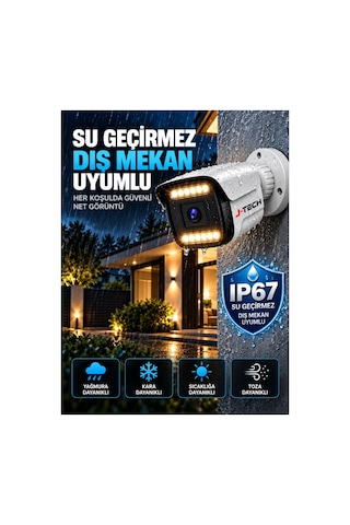 J-tech K1015 5mp Renkli Gece Görüşlü 4 Lü Akıllı Güvenlik Kamera Seti Yüz Ve Araç Tanıma