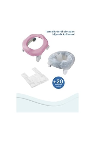 Babyjem 591 Portatif Lazımlık + 3 Poşet Pembe - Açık Bej