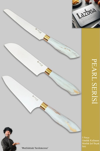 Pearl Serisi Serisi Mutfak Bıçak Et Sebze 3 Lü Şef Bıçağı Mft-123