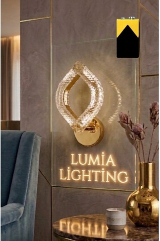 Yonca Model Gold Kristal Salon Mutfak Yatak Çocuk Odası Pilli Aplik Altın
