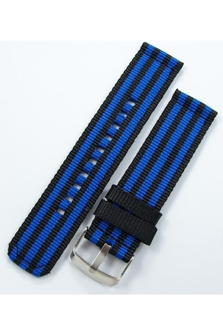 Kumaş Perlon Siyah Mavi 20Mm Spor Saat Kordonu Kayışı Nato