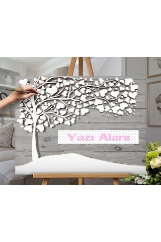 Hdrlazerdizayn Ağaç Temalı Ahşap Düğün Hatıra Defteri Pano