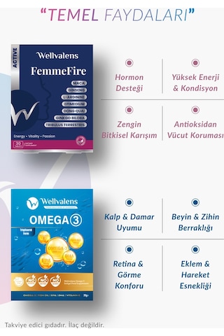 Kadınlara Özel Destek Paketi Omega 3 30 Softjel + Femmefire 30 Tablet
