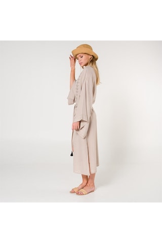 Eli Kadın Pul Baskılı Kimono-Taş-Standart Taş