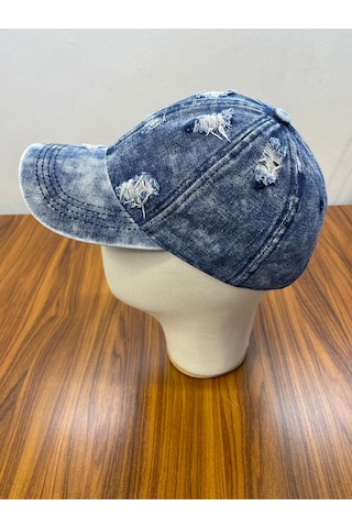 Denim Jean Kot Kumaş Vintage Yıkamalı Unisex Cap Şapka Mavi
