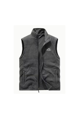 Snapbuy Kışlık Çift Taraflı, Çok Cepli, Bol Kesimli, Kalın Peluşlu Erkek Yeleği Koyu Gri