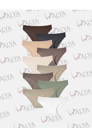 Alya Underwear Kadın Külot Basic Slip Renkli Pamuklu Iç Çamaşırı 10'lu Paket Multicolor-x32 Multicolor -x37