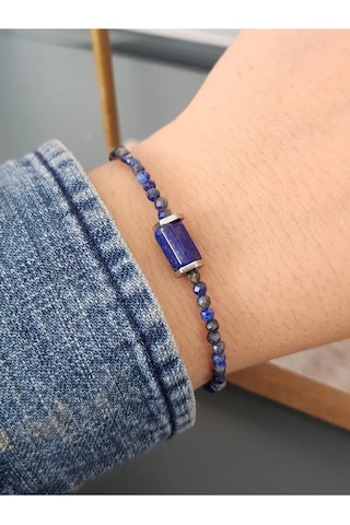 Doğaltaş Lapis Taşı Minimal Çelik Bileklik 3 Mm Lacivert