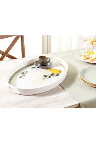 Madame Coco Olive Oval Tepsi 1kteps179330x42x4cm-beyaz