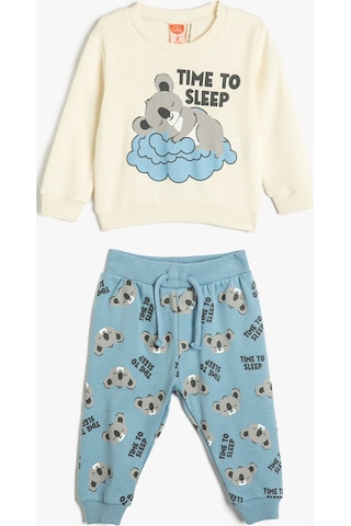 Koton Pamuklu Pijama Takımı Koalalı Uzun Kollu Tişört Ve Beli Lastikli Pijama Altı 2 Parça Ekru 4wmb10229tk 4WMB10229TK010 Ekru