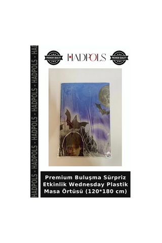 Premium Buluşma Sürpriz Etkinlik Wednesday Plastik Masa Örtüsü 120 180 Cm Çok Renkli