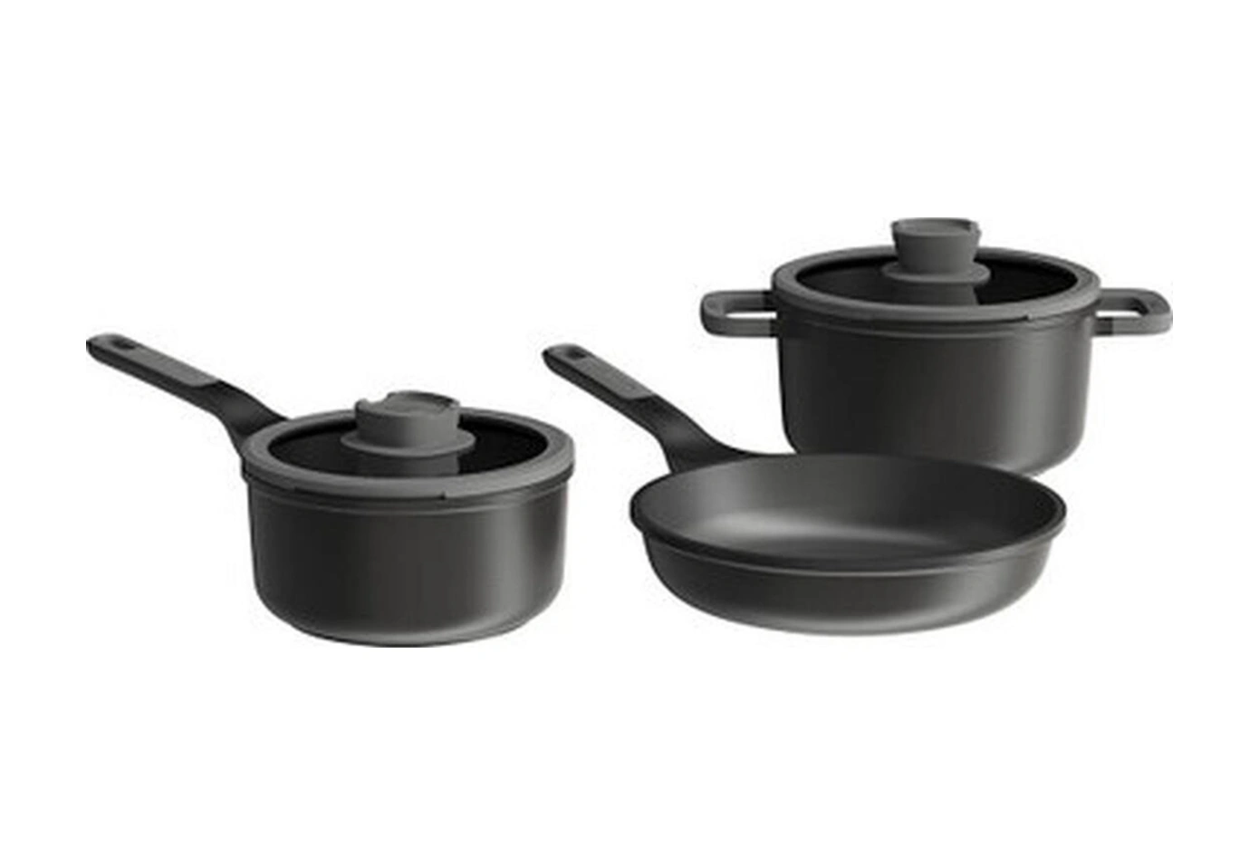 Berghoff Leo Stone Yapışmaz Alüminyum Döküm 5 Li Tencere Seti Bakır - Siyah