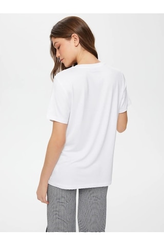 Faik Sönmez Kadın Kısa Kol T-shirt B00001 Beyaz