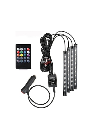 Araç İçi Aydınlatma Kumandalı 12 Led Ayak Altı Led 7 Renk Rgb Pro