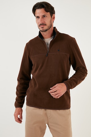 Buratti Slim Fit Anti-Pilling Tüylenme Yapmayan Bato Yaka Kışlık Şardonlu Erkek Polar 5906001 Kahve
