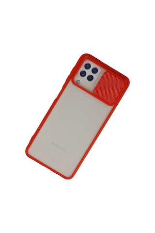 Newface - 796 - Samsung Galaxy A22 Kılıf Palm Buzlu Kamera Sürgülü Silikon - Matxzngz - - Kırmızı