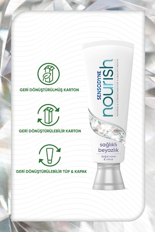 Sensodyne Nourish Sağlıklı Beyazlık Diş Macunu 75 ML + Diş Eti Bakımı Diş Fırçası 2'li
