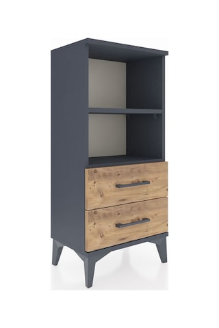 Arges Komodin 2 Raflı 2 Çekmeceli 44x30x96 Antrasit-çam Antrasit
