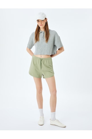 Koton Beli Bağcıklı Oversize Mini Şort Mınt 5sal40034ık Mint