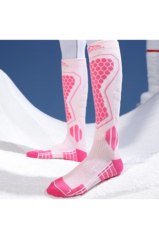 Butu Golovejoy Dwz04 1 Çift Spor Kompresyon Çorapları Kış Sıcak Yüksek Tüp Kayak Baldır Çorapları Pembe