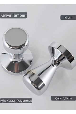 Tamper Krom Kaplama Kahve Tamperi 58 Mm Diğer