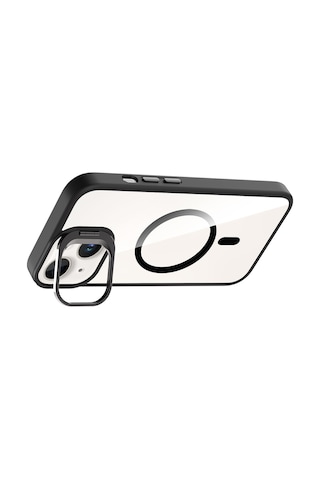 Nourthkiingdom Apple Uyumlu iPhone 13 Kılıf Standlı Ve Kamera Lens li M-safe Şarj Özellikli Nrtk Etro Kapak - Siyah Siyah