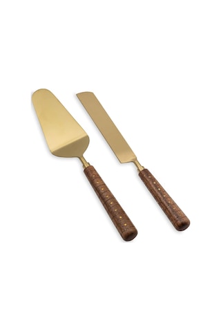 The Mia Wood Pasta Servis Takımı 2 Parça Gold