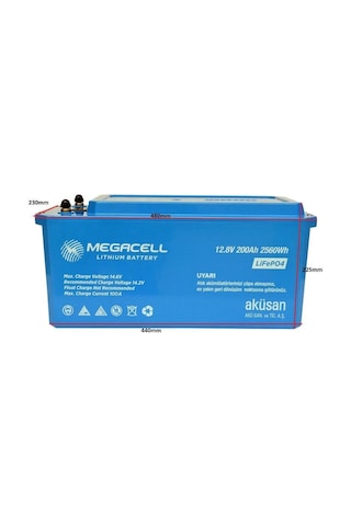 Megacell 12.8v 200ah Bluetooth Lifepo4 Lityum Demir Fosfat Akü Abs Kasa