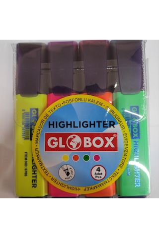 Globox 4 Lü 4 Renk Fosforlu Kalem Globox 4 Lü 4 Renk Fosforlu Kalem