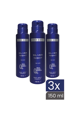 Free Love Silver Night Erkek Deodorant 3 x 150 ML
