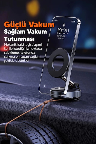 Vakumlu Araç İçi Telefon Tutucu - Güçlü Manyetik Magsafe Uyumlu Çok Renkli