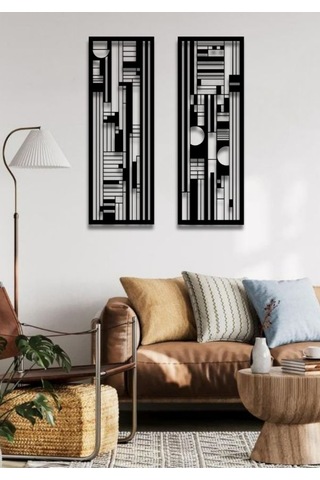 Modern Stil 2 Li Metal Duvar Dekoru Seti 75x27