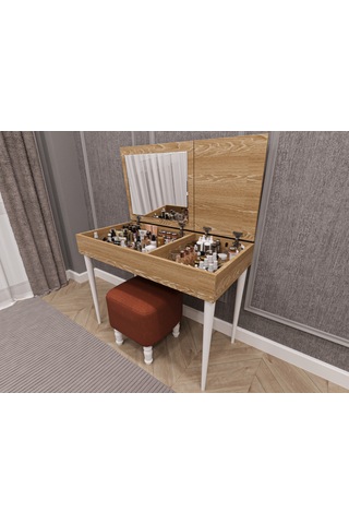 Lüks Aynalı Makyaj Masası %100 Mdf Takı Aksesuar Oda Düzenleyici Organizer Mam01 Sonoma
