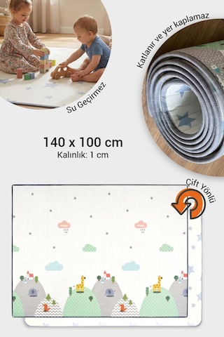 Wellgro Oyun Matı, 140x100x1 Cm Çift Taraflı Rulo Oyun Halısı