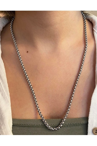 Unisex Çelik 4 Mm Zincir Silver Renk Kolye