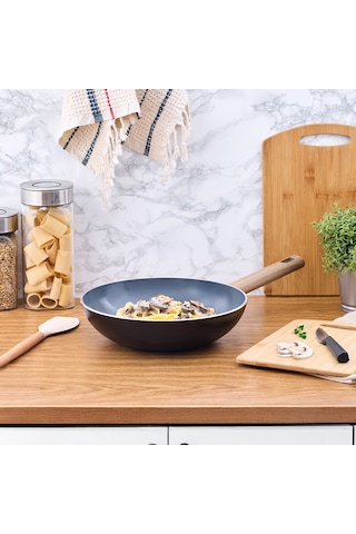 Aryıldız 28 Cm Eco Seramik Wok Tava siyah