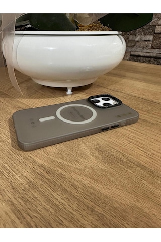 15 Promax Magsafe Destekli Darbe Korumalı Slikon Kılıf Gri