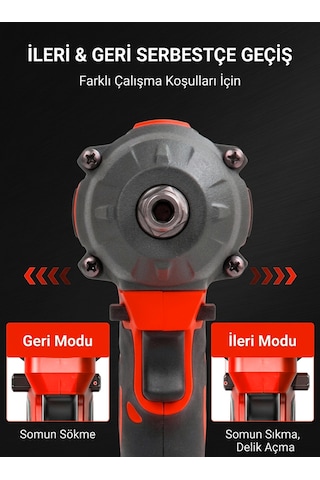Steiner 21v 1100 Nm Kömürsüz Torklu Çift Akülü 10 Pilli 1/2 Kırmızı Şarjlı Somun Sıkma Sökme Makinesi + 38 Parça