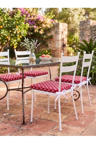 2 Adet 40x40 Cm Kırmızı Bağcıklı Sandalye Minderi Pamuk Polyester Mutfak Ve Bahçe Minderi