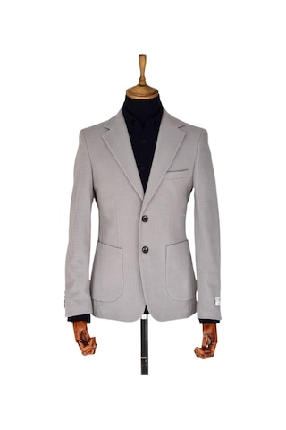 Massimo Rossi Erkek Tek Spor Ceket Çift Yırtmaçlı Gofre Bgl-st03587 Gri