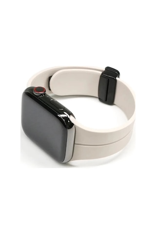 Ally Apple Watch Uyumlu 7-8 45mm 6-5-4 44mm Watch Ultra 49mm Manyetik Uçlu Silikon Kayış Kordon 3-2-1 42mm-