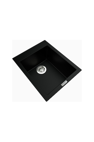 Polex Cristalüx Granit Evye P-05 Siyah Tezgah Altı Ve Tezgah Üstü Kare Mutfak Evyesi 41x51 CM