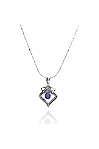 Safir Taşlı Damla Model Telkari Gümüş Kolye 201020479 (530857456)