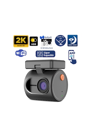 Kawa Mini 3 Gen2 2k 1296p Wifi 145 Geniş Açı Gece Görüşlü 32gb Hafıza Kartlı Akıllı Araç Kamerası