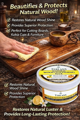 Terlans Doğal Ahşap Koruyucu Parlatıcı Vaks 250 Ml Üstün Koruma + Mikrofiber Bez / Ahşap Mobilya Parlatıcı Ve