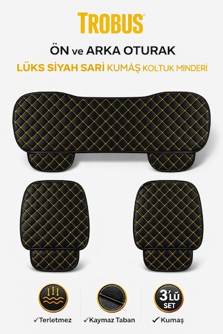 Suzuki Vitara Uyumlu 3 Parça Kapitone Kumaş Minder Siyah Sarı