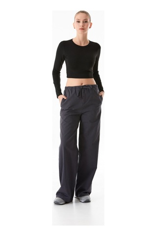 Fullamoda Beli Lastikli Cepli Gabardin Palazzo Pantolon 25ygb1900214561-füme Füme