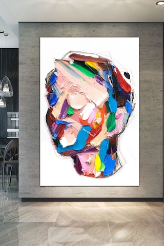 Yüzler Fırça Darbeli Görünümlü Soyut Modern Sanat Kanvas Tablo 120 x 80w