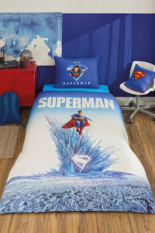 Özdilek Superman Genesis Tek Kişilik Lisanslı Lastikli Çarşaf Çocuk Nevresim Takımı Mavi