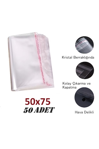 50x70+5 Berrak O.p.p. Toz Tutmayan Yapışkan Bantlı Saklama Poşeti 50 Adet